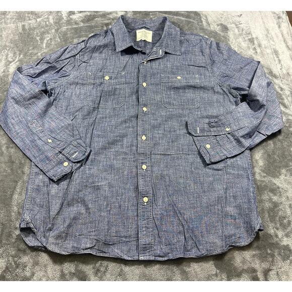 American Eagle Button Up Shirt Mens XXL Blue Denim Casual Outdoor Preppy Office - Picture 1 of 9